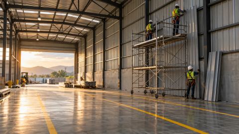 Adecuación de nave industrial con revestimiento metálico